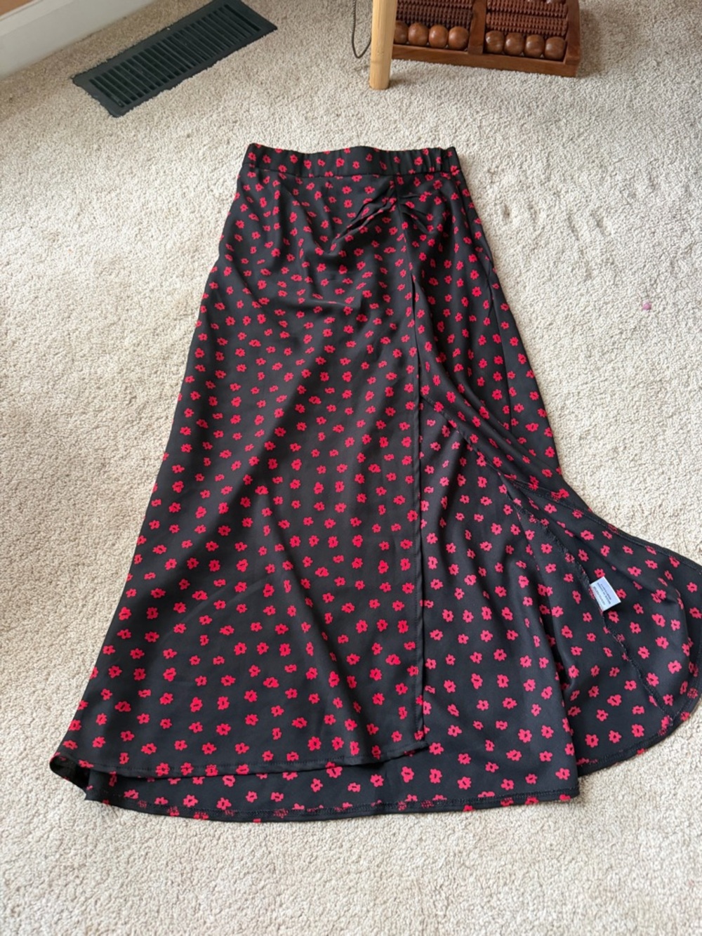 Princess Polly Black Skirt with Red Floral Print